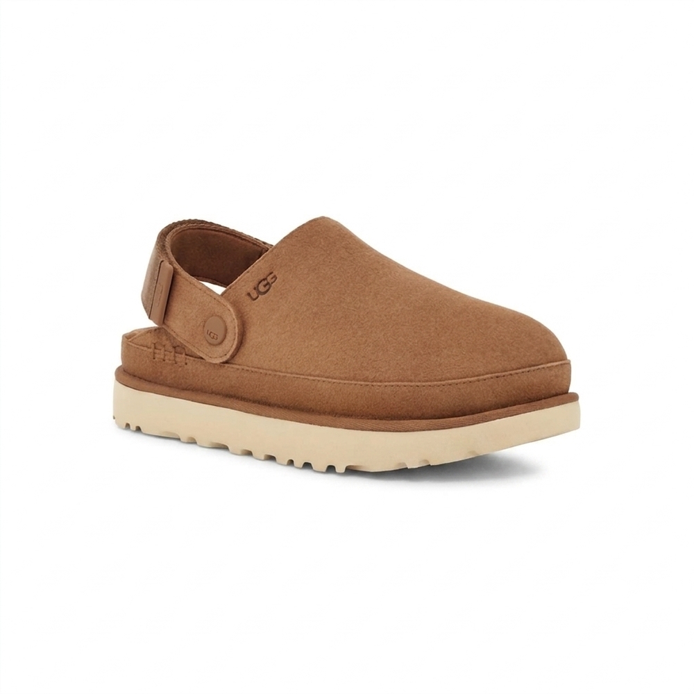 NEW UGG women's goldenstar suede clog in chestnut